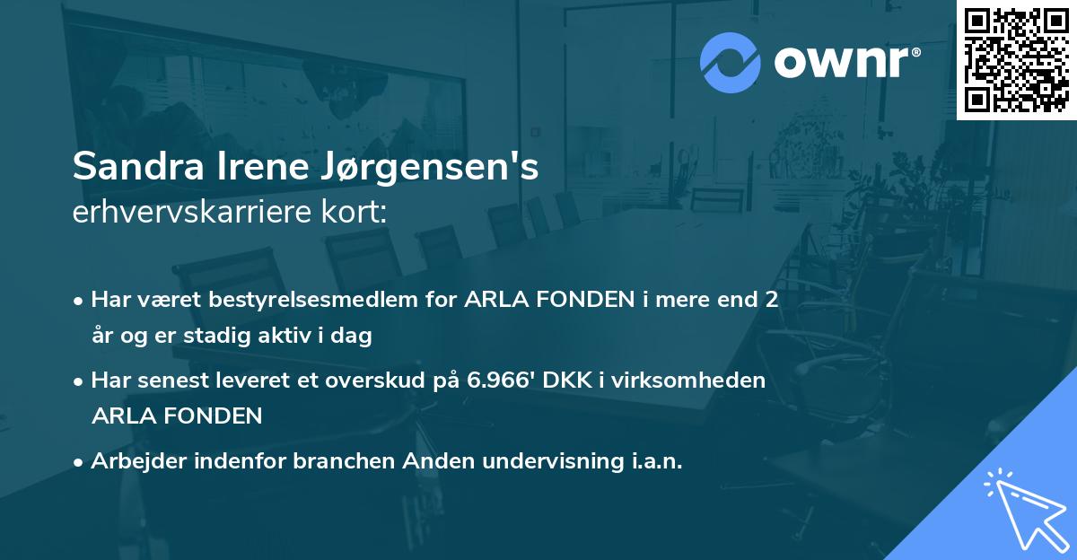 Sandra Irene Jørgensen's erhvervskarriere kort