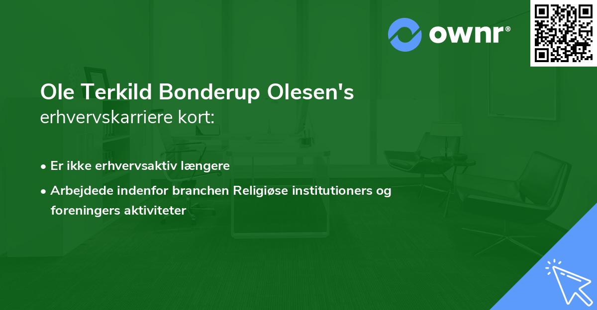 Ole Terkild Bonderup Olesen's erhvervskarriere kort