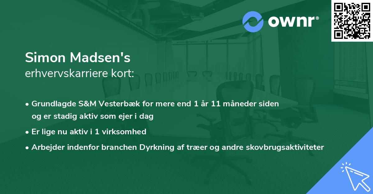 Simon Madsen's erhvervskarriere kort