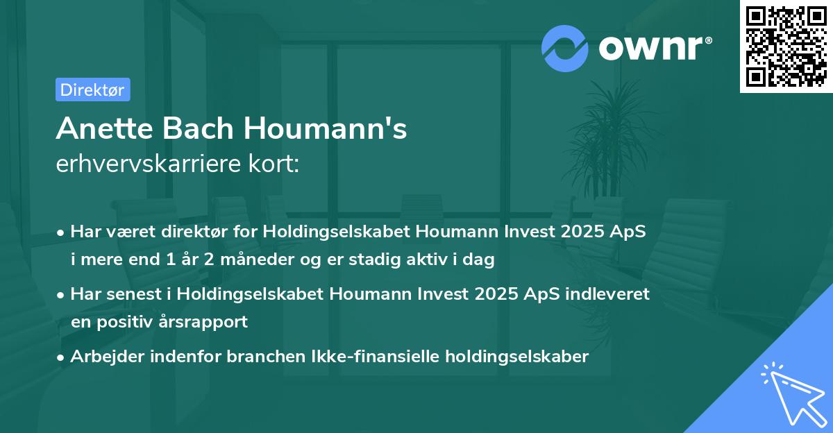 Anette Bach Houmann's erhvervskarriere kort