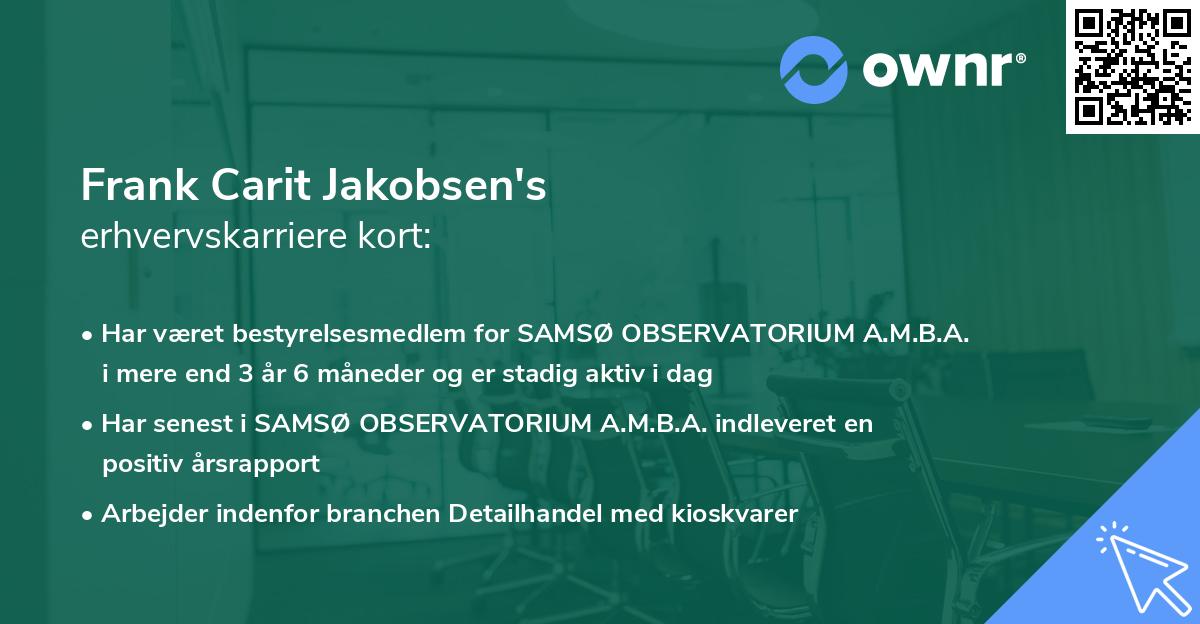 Frank Carit Jakobsen's erhvervskarriere kort