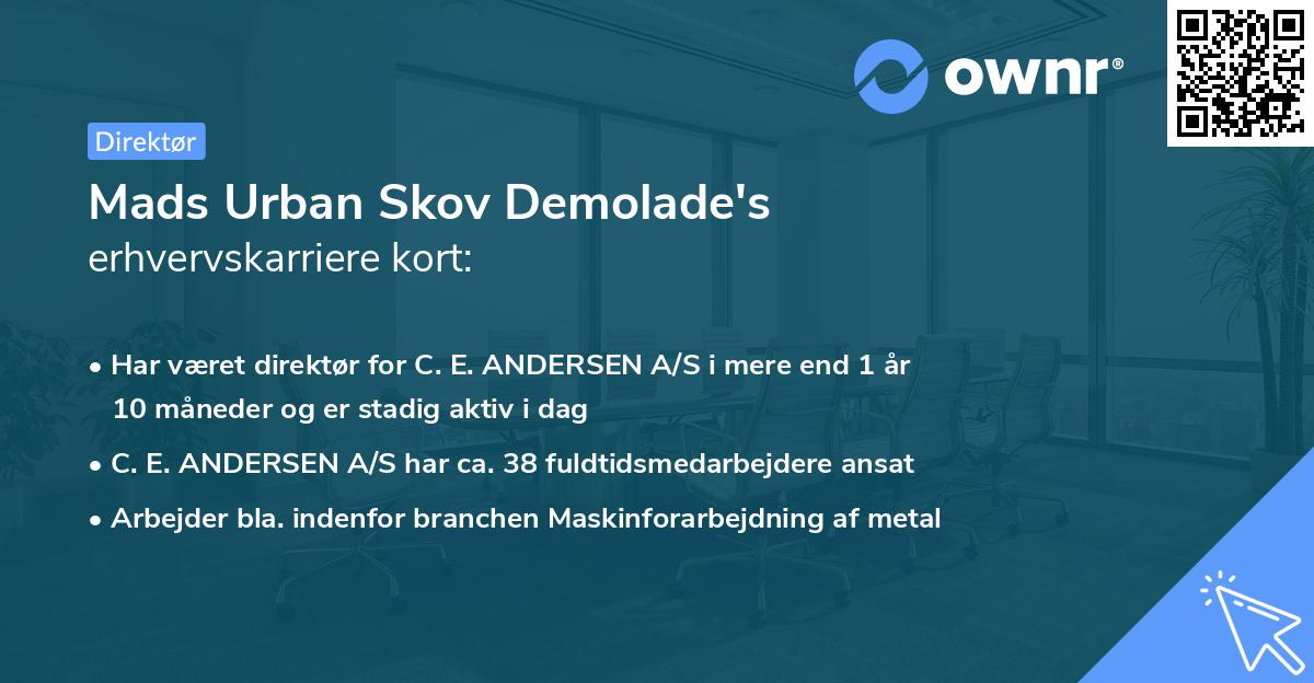 Mads Urban Skov Demolade's erhvervskarriere kort