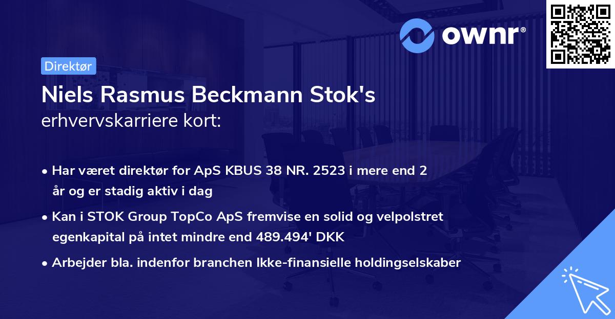 Niels Rasmus Beckmann Stok's erhvervskarriere kort