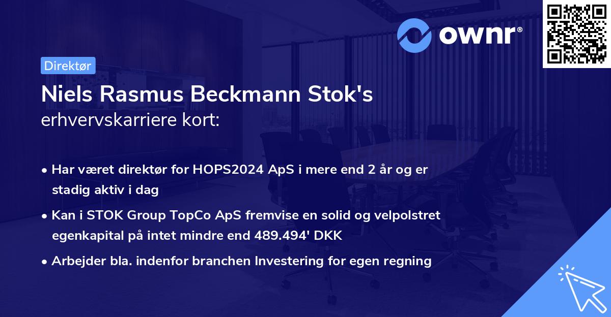 Niels Rasmus Beckmann Stok's erhvervskarriere kort