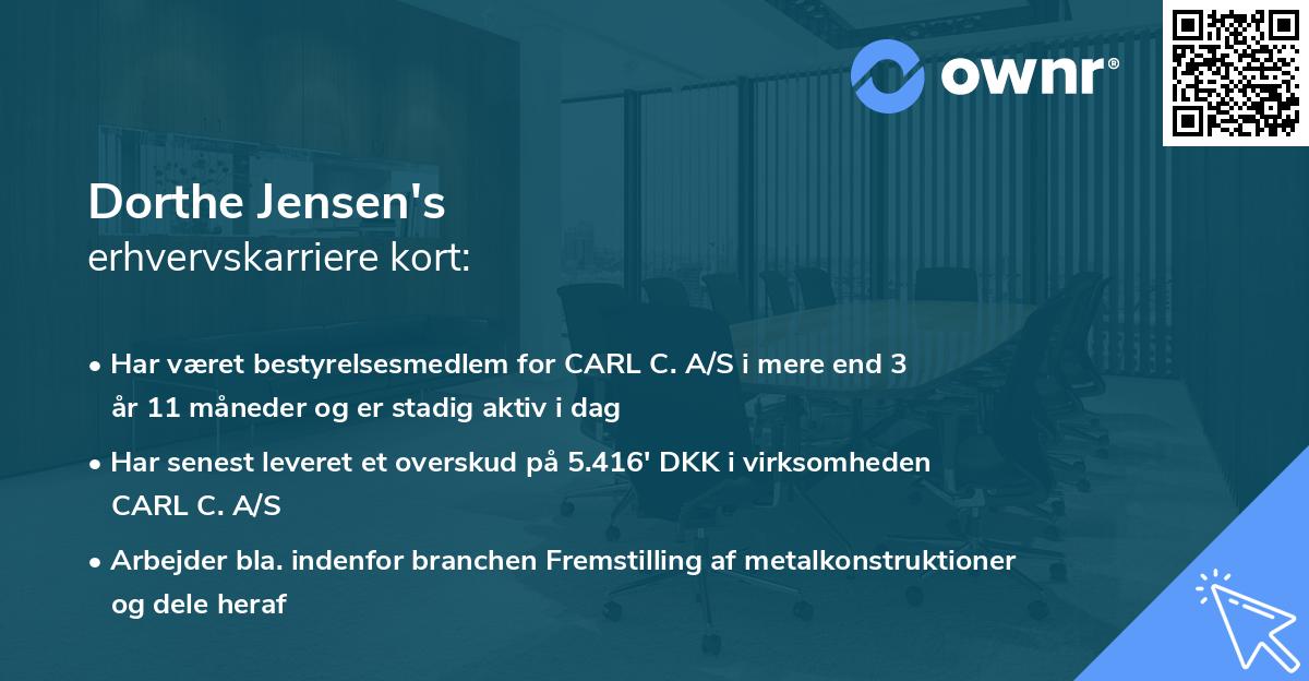 Dorthe Jensen's erhvervskarriere kort