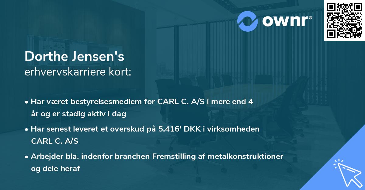 Dorthe Jensen's erhvervskarriere kort