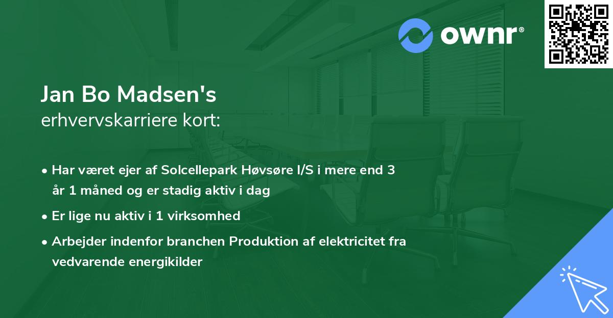 Jan Bo Madsen's erhvervskarriere kort