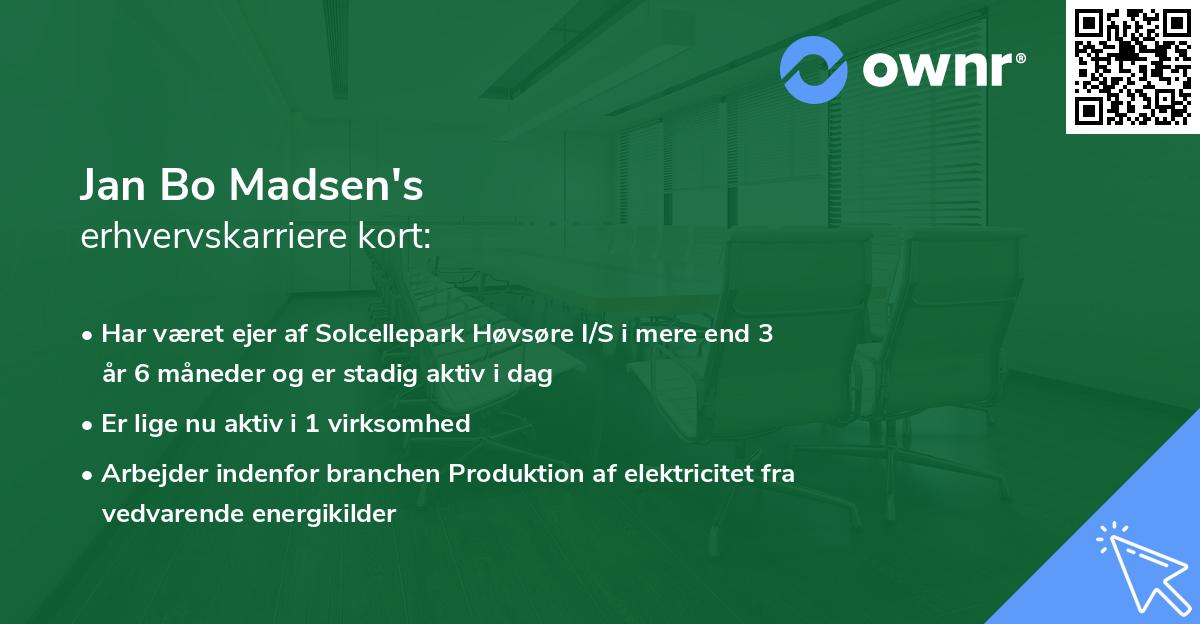Jan Bo Madsen's erhvervskarriere kort