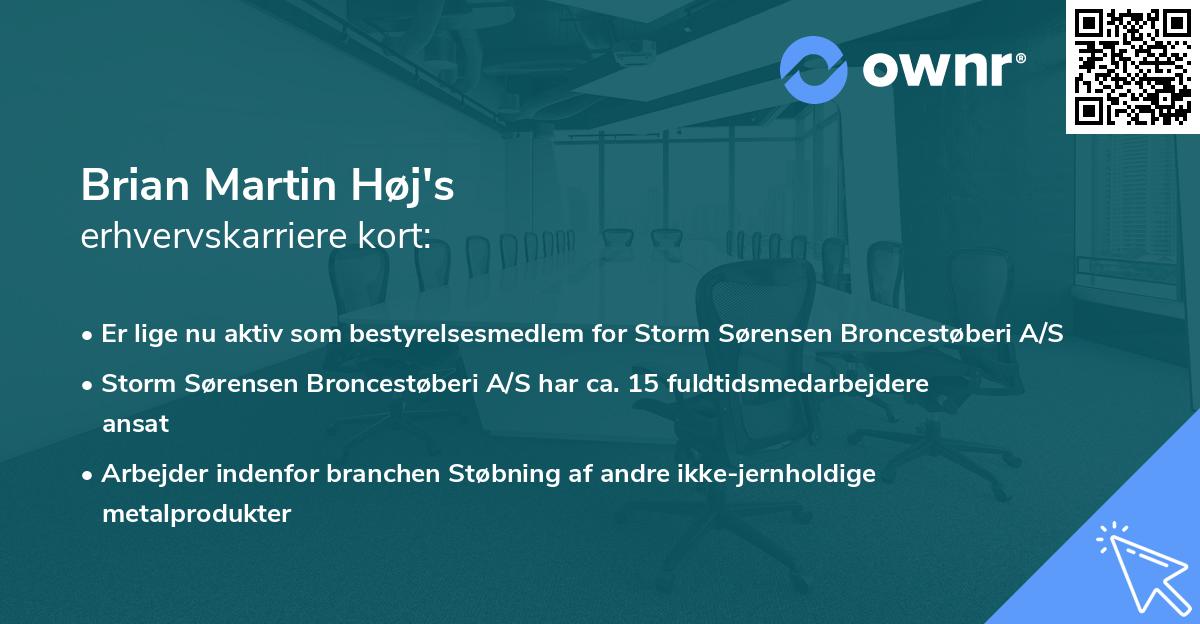 Brian Martin Høj's erhvervskarriere kort