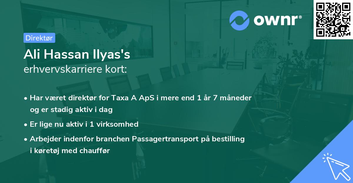 Ali Hassan Ilyas's erhvervskarriere kort