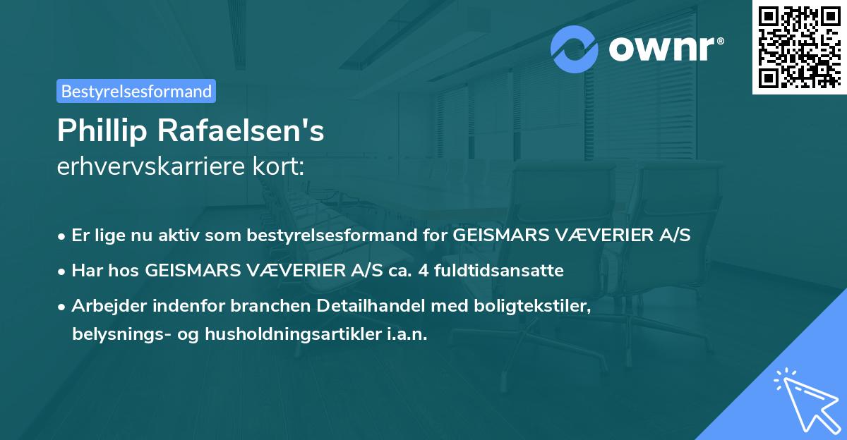 Phillip Rafaelsen's erhvervskarriere kort