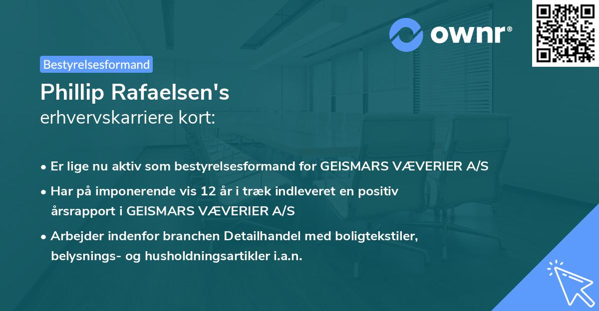 Phillip Rafaelsen's erhvervskarriere kort