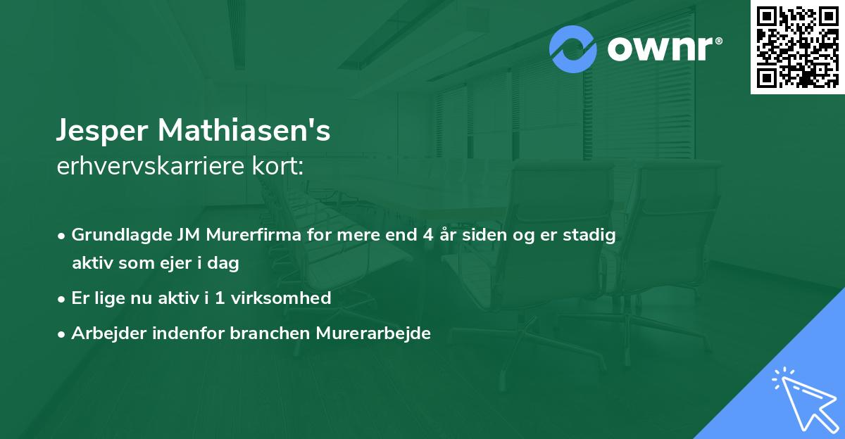 Jesper Mathiasen's erhvervskarriere kort