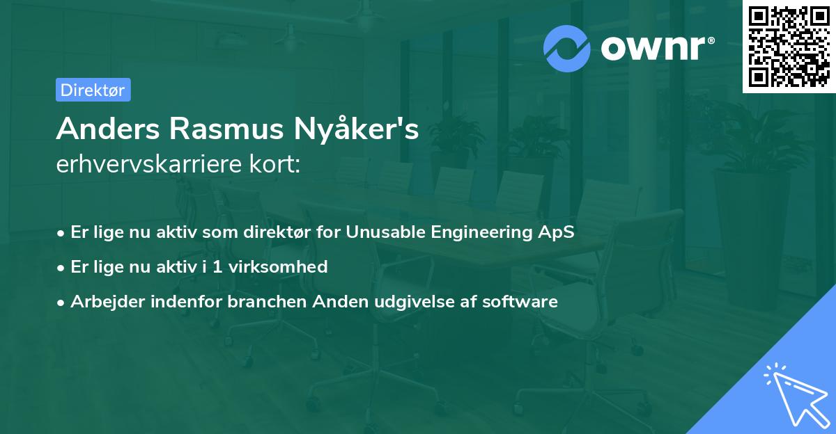 Anders Rasmus Nyåker's erhvervskarriere kort