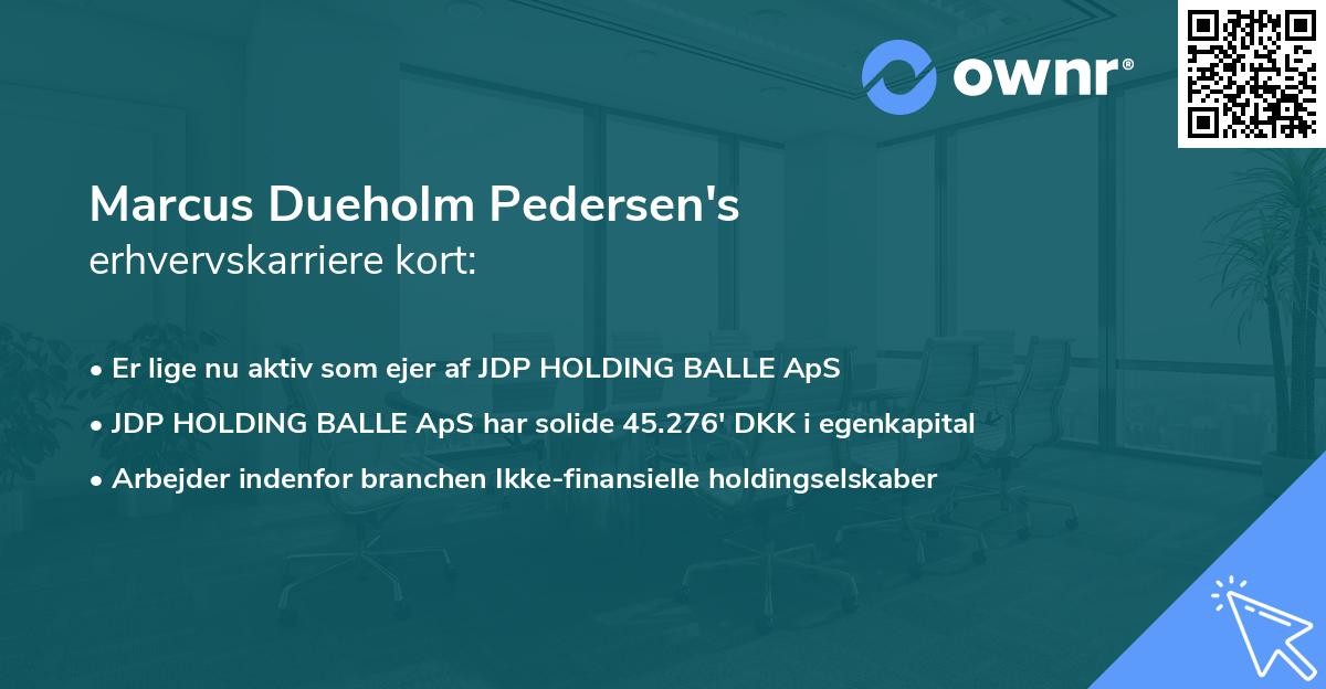 Marcus Dueholm Pedersen's erhvervskarriere kort