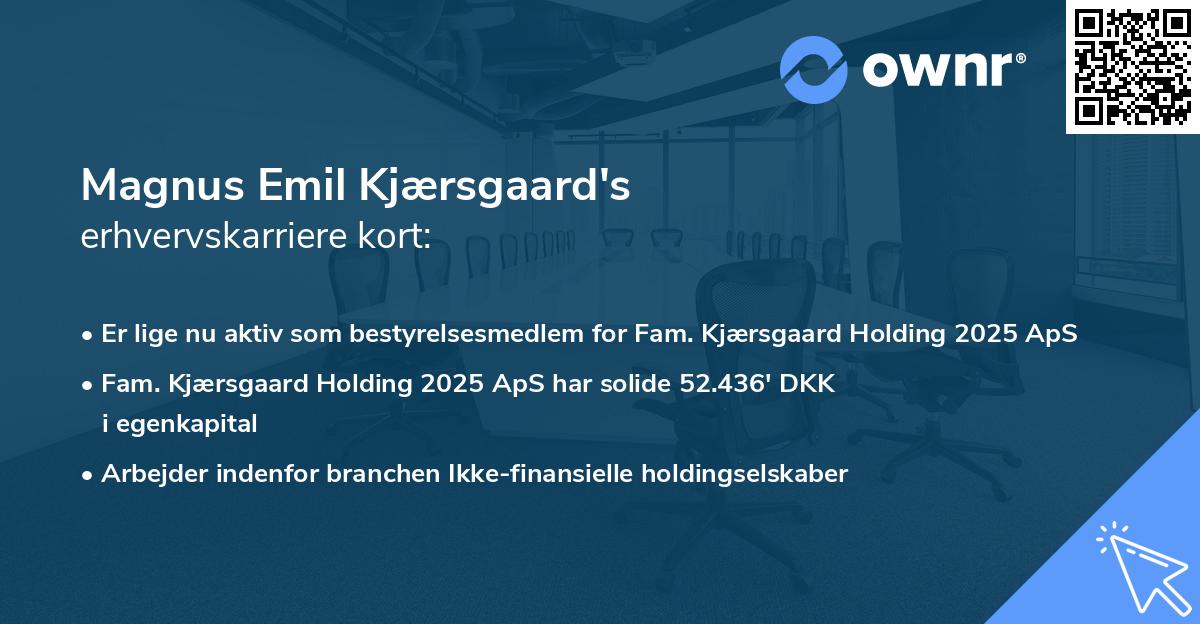 Magnus Emil Kjærsgaard's erhvervskarriere kort