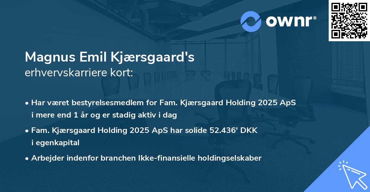 Magnus Emil Kjærsgaard's erhvervskarriere kort