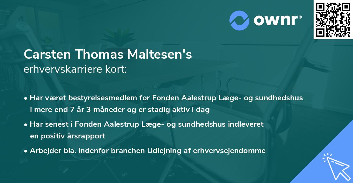 Carsten Thomas Maltesen's erhvervskarriere kort