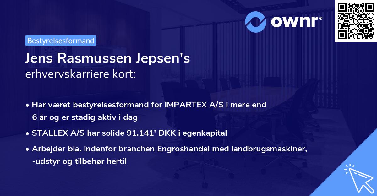 Jens Rasmussen Jepsen's erhvervskarriere kort