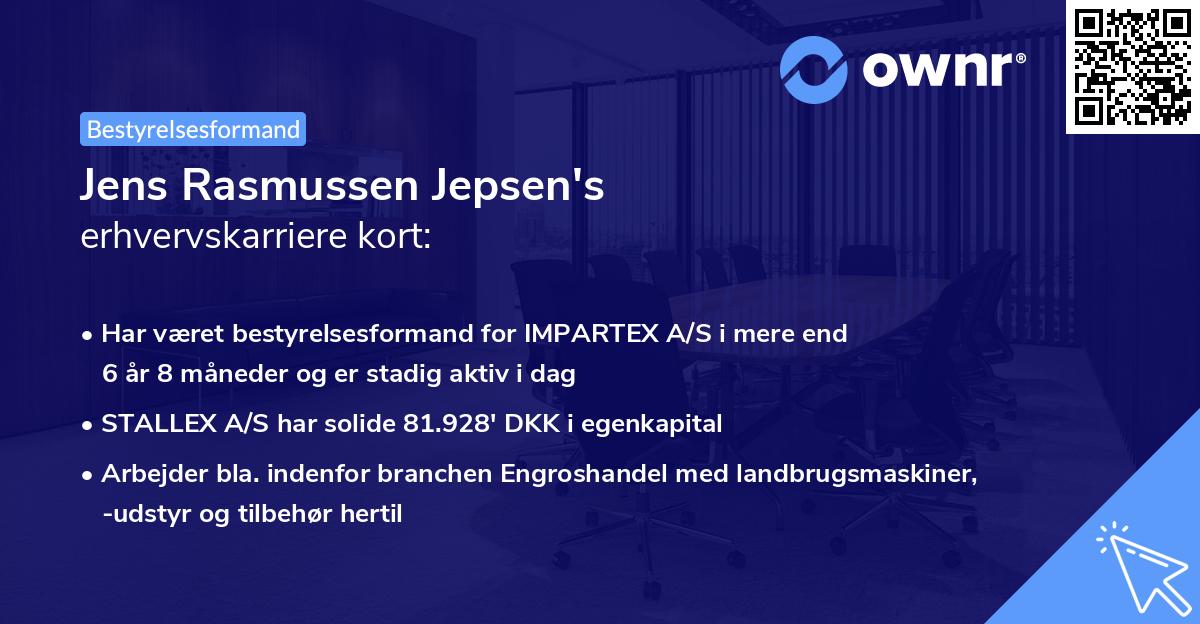 Jens Rasmussen Jepsen's erhvervskarriere kort