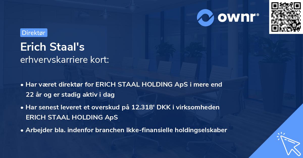 Erich Staal's erhvervskarriere kort