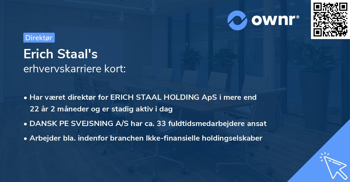 Erich Staal's erhvervskarriere kort