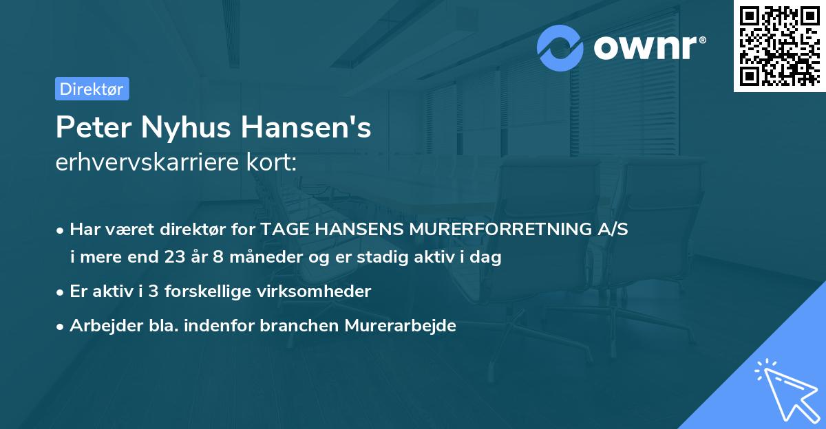 Peter Nyhus Hansen's erhvervskarriere kort