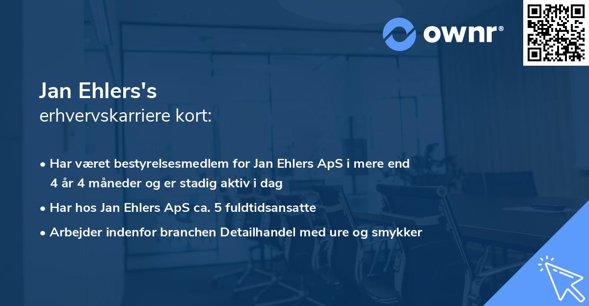 Jan Ehlers's erhvervskarriere kort