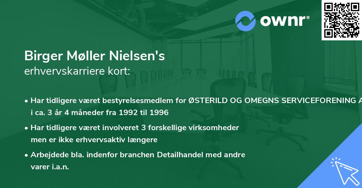 Birger Møller Nielsen's erhvervskarriere kort