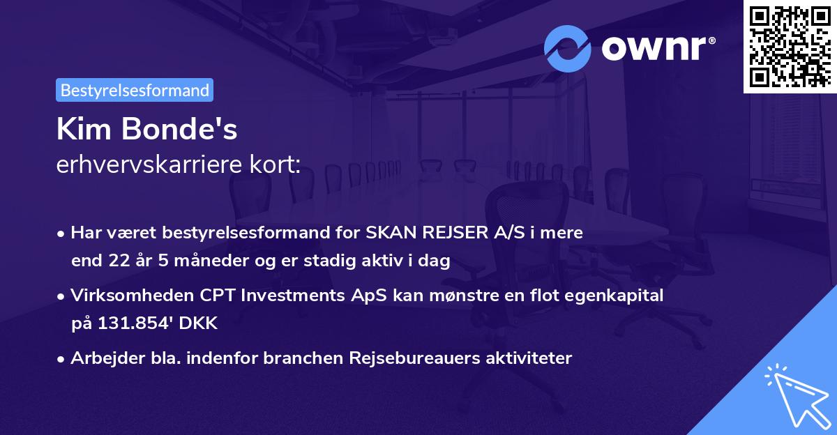 Kim Bonde's erhvervskarriere kort