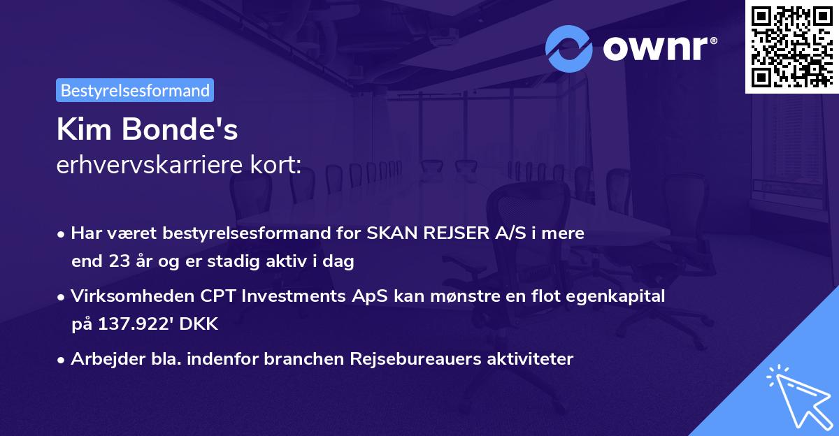 Kim Bonde's erhvervskarriere kort