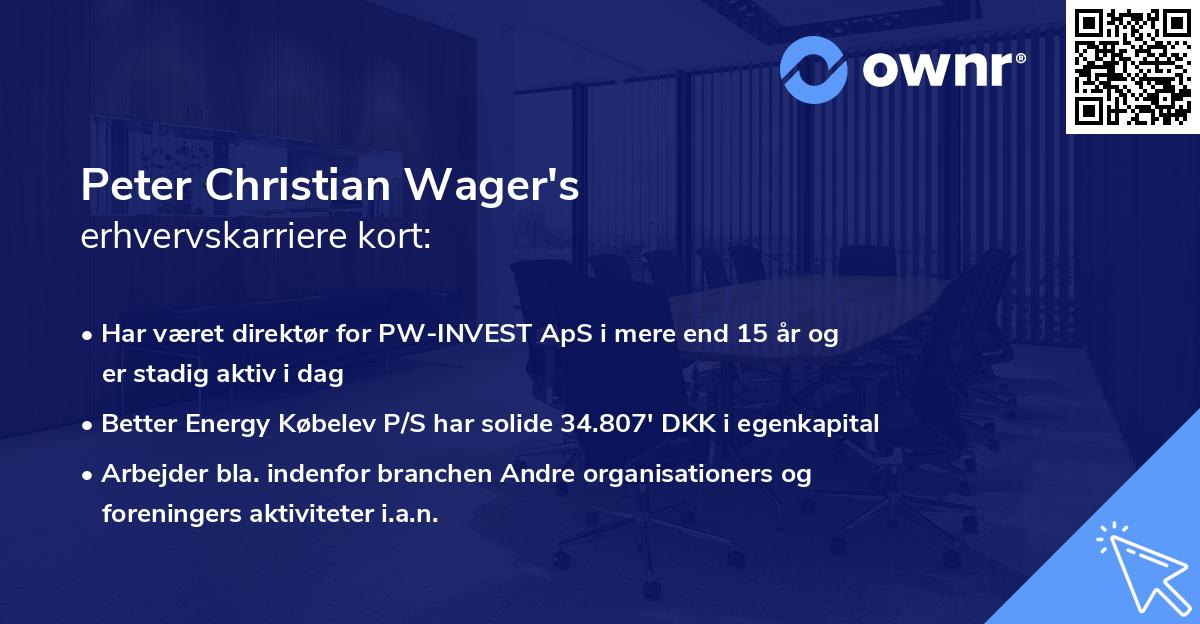 Peter Christian Wager's erhvervskarriere kort