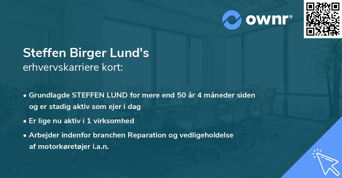 Steffen Birger Lund's erhvervskarriere kort