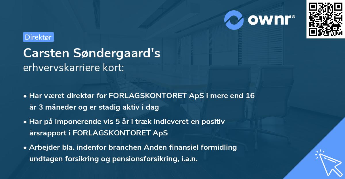 Carsten Søndergaard's erhvervskarriere kort