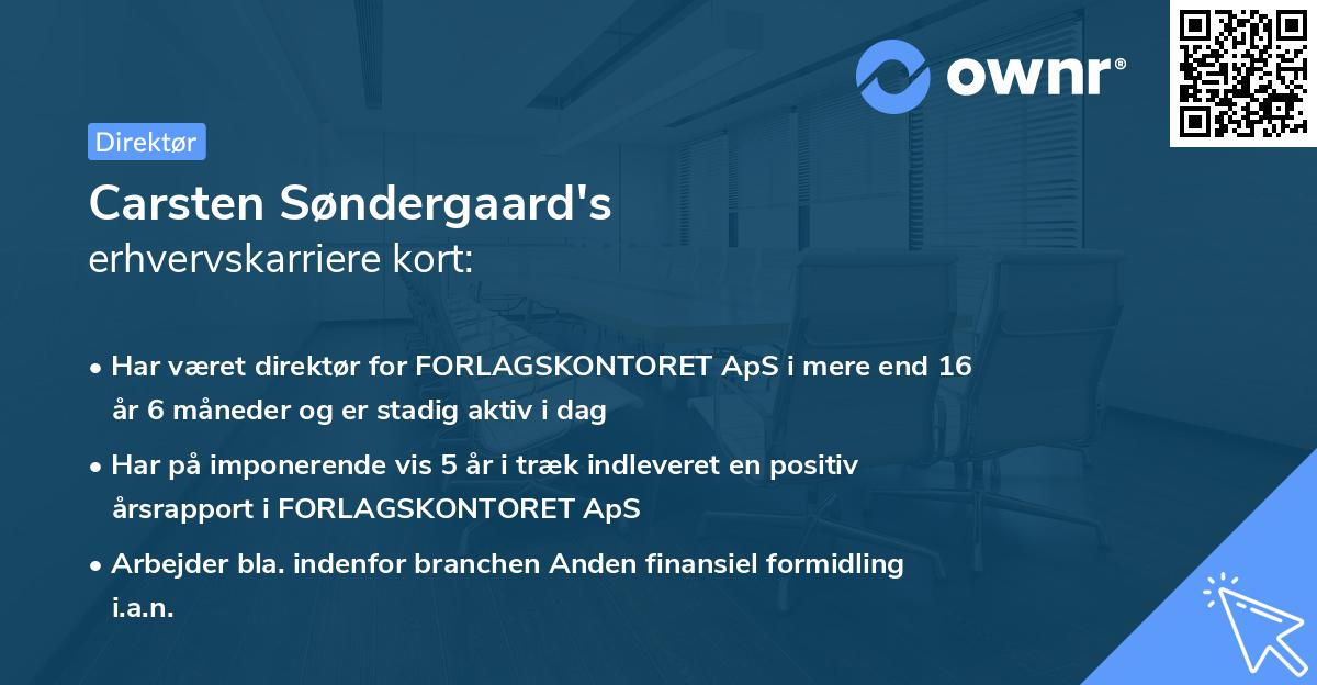 Carsten Søndergaard's erhvervskarriere kort