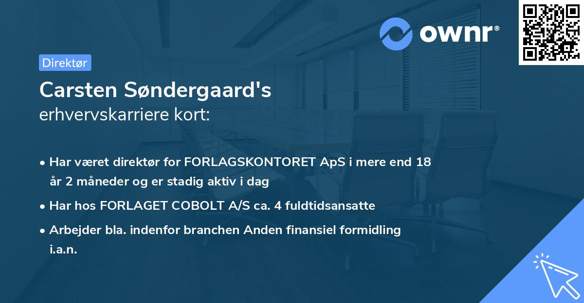 Carsten Søndergaard's erhvervskarriere kort