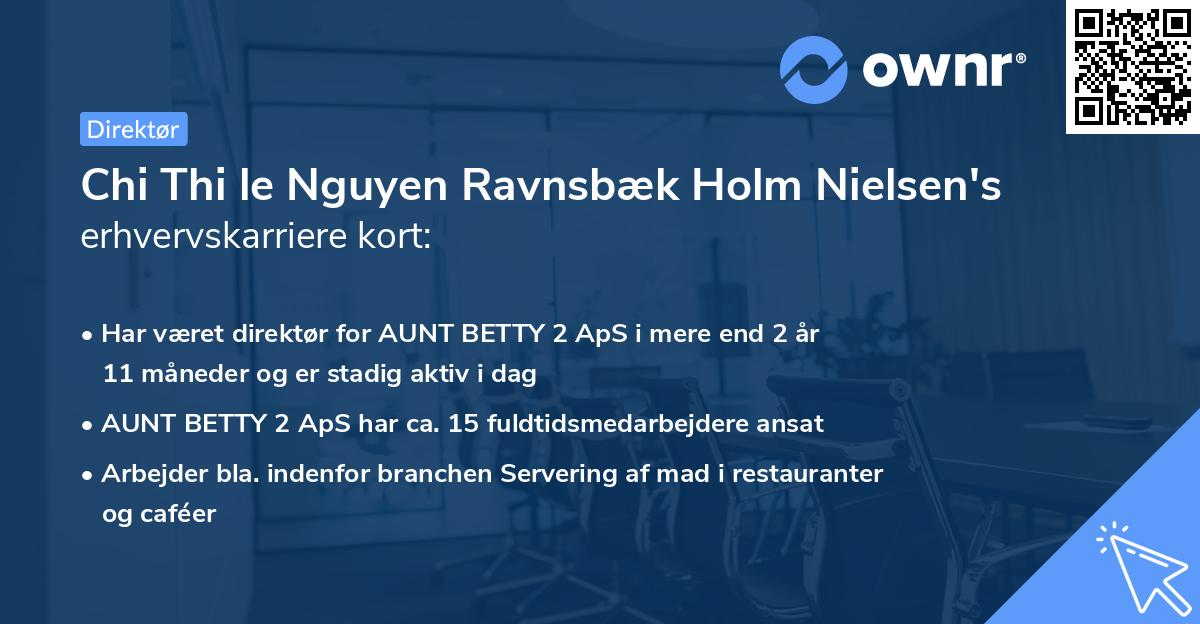 Chi Thi le Nguyen Ravnsbæk Holm Nielsen's erhvervskarriere kort