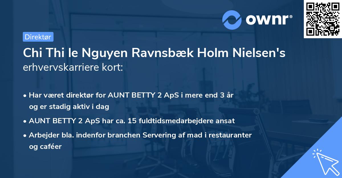 Chi Thi le Nguyen Ravnsbæk Holm Nielsen's erhvervskarriere kort
