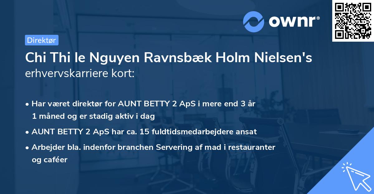 Chi Thi le Nguyen Ravnsbæk Holm Nielsen's erhvervskarriere kort