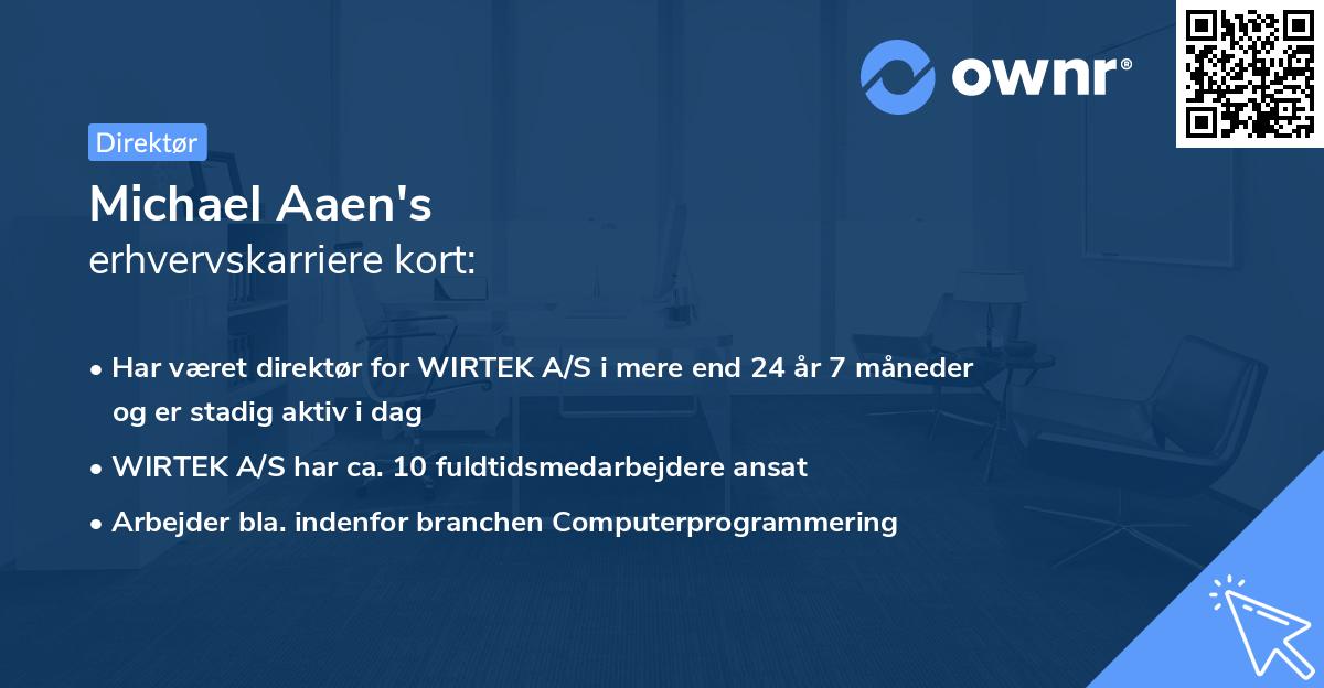 Michael Aaen's erhvervskarriere kort