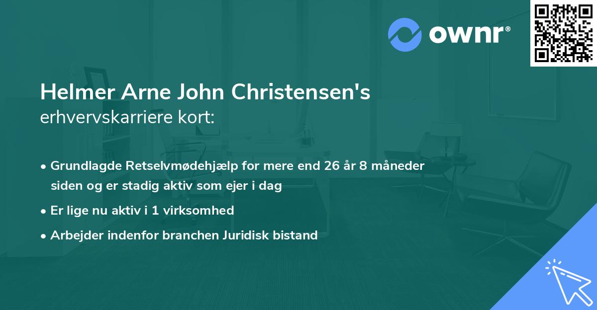 Helmer Arne John Christensen's erhvervskarriere kort