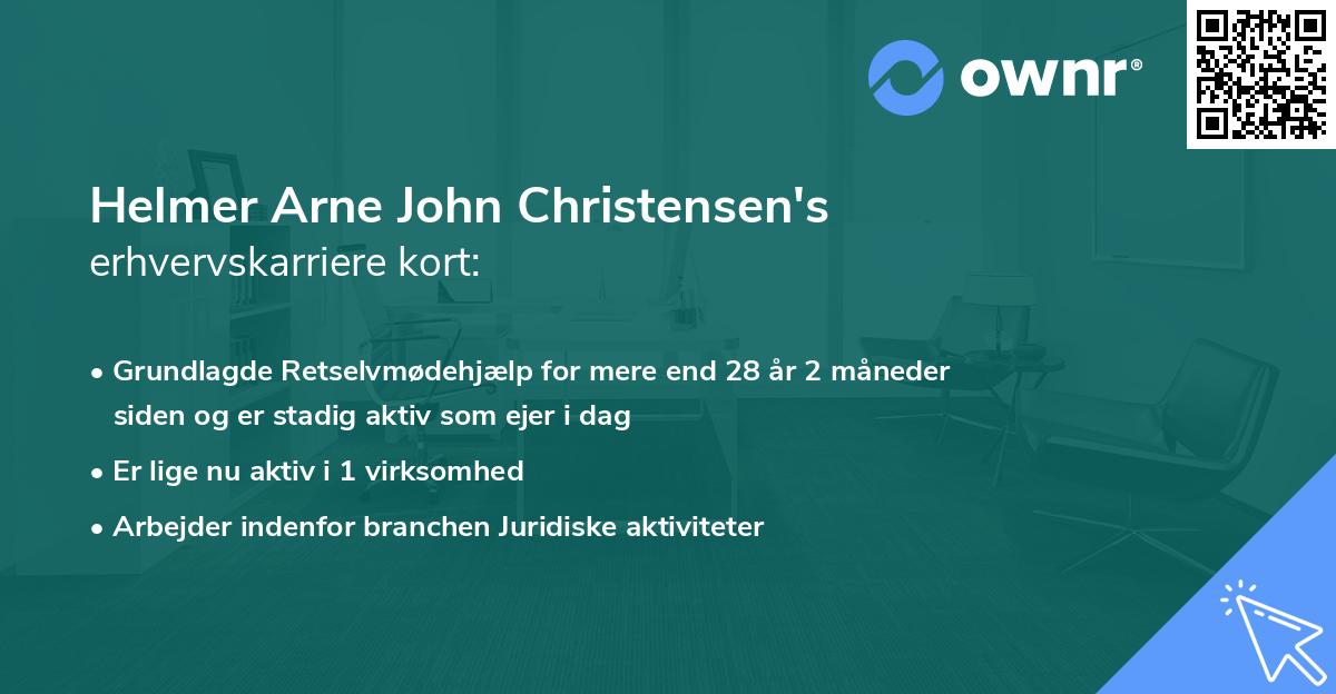 Helmer Arne John Christensen's erhvervskarriere kort