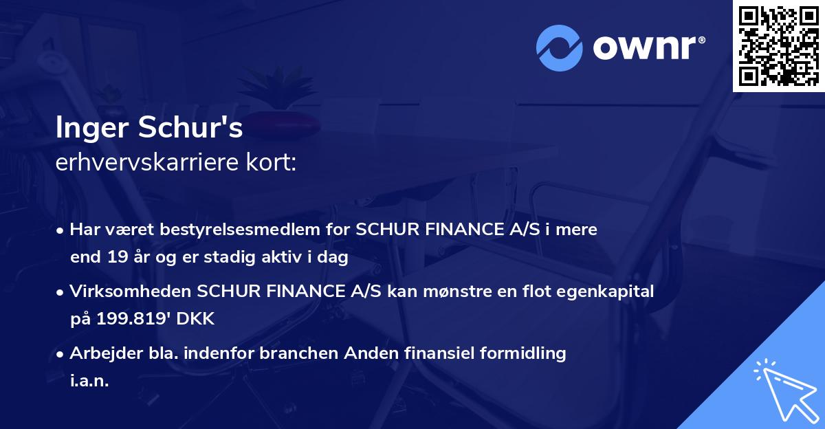 Inger Schur's erhvervskarriere kort