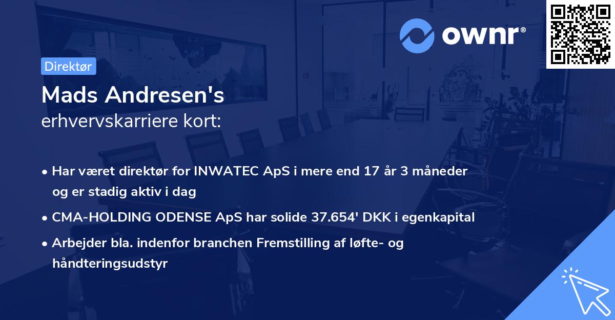 Mads Andresen's erhvervskarriere kort