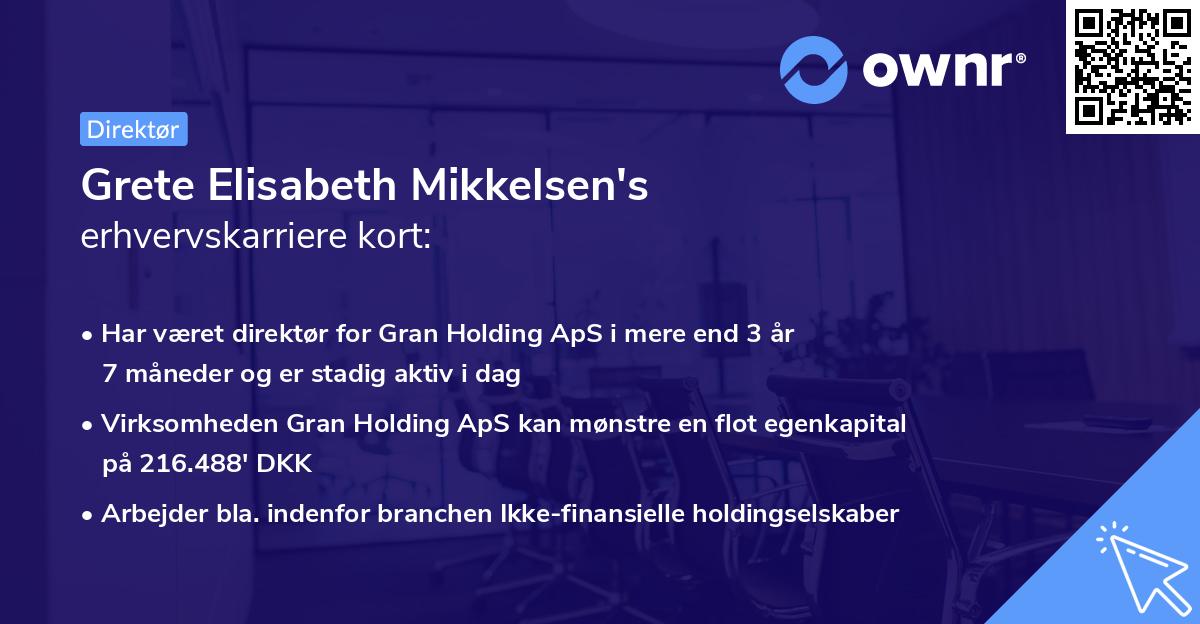 Grete Elisabeth Mikkelsen's erhvervskarriere kort
