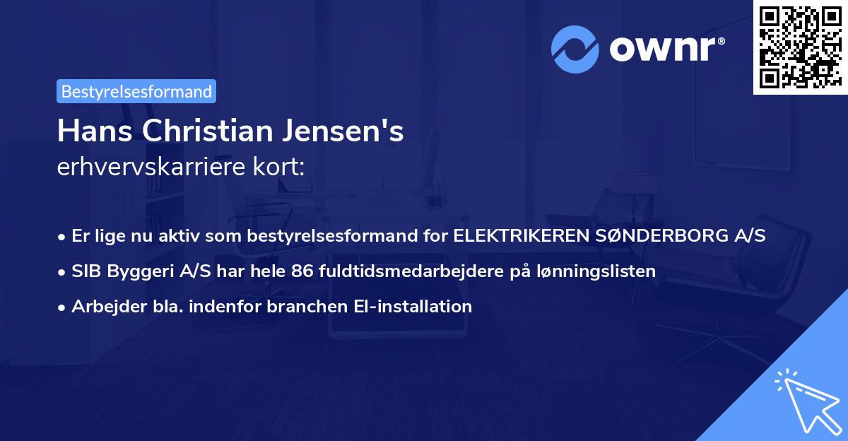 Hans Christian Jensen's erhvervskarriere kort