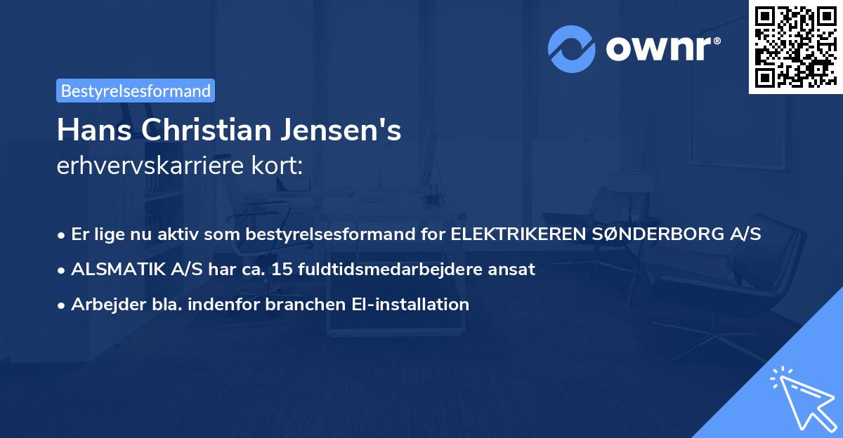 Hans Christian Jensen's erhvervskarriere kort