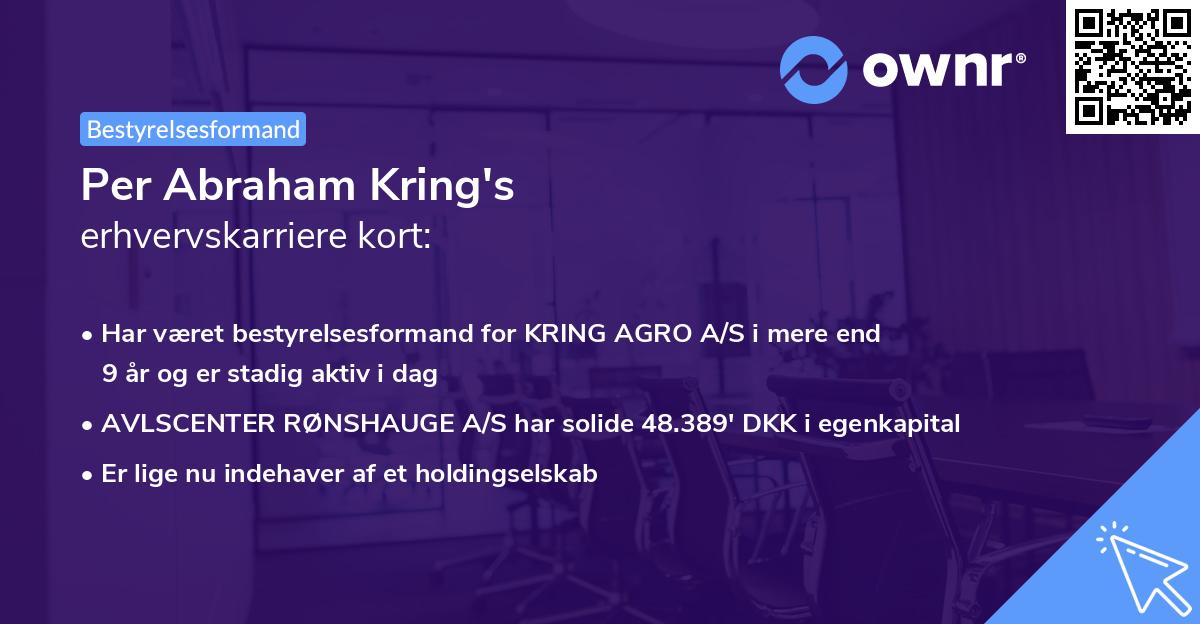 Per Abraham Kring's erhvervskarriere kort