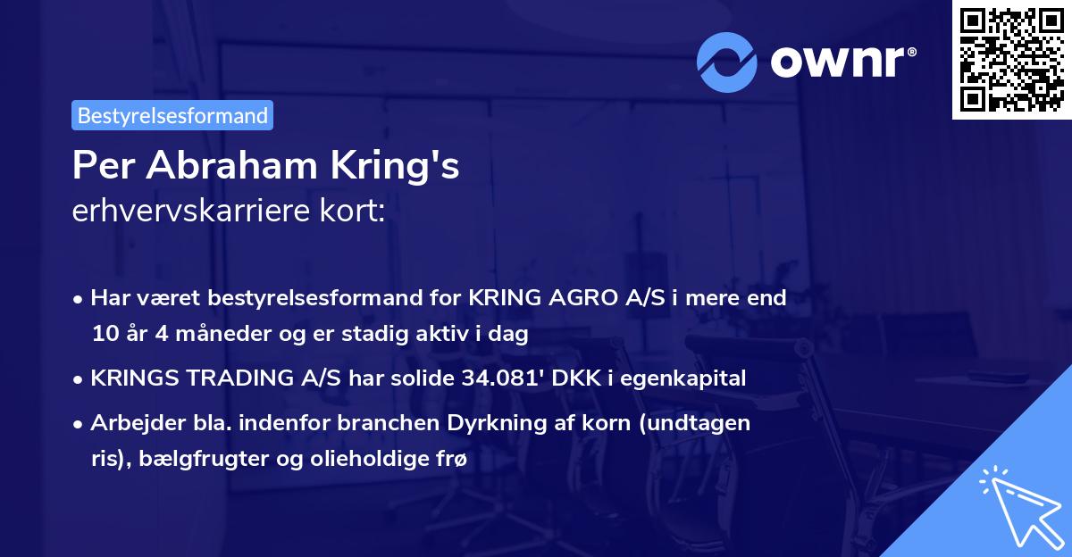 Per Abraham Kring's erhvervskarriere kort