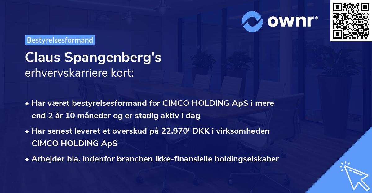 Claus Spangenberg's erhvervskarriere kort